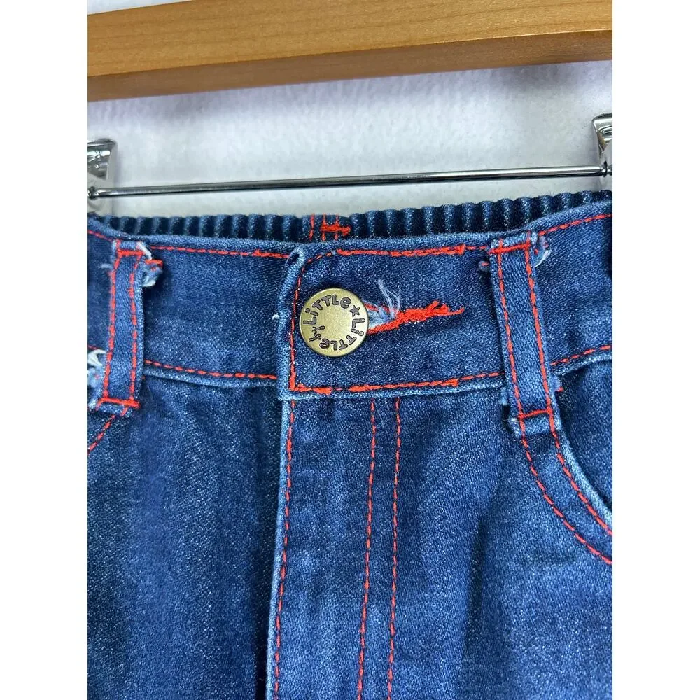 Vintage Little by Little 70/80s baby denim jeans‎ with red stitching 24m